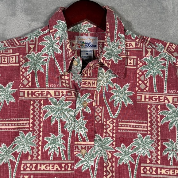 Reyn Spooner Shirt Mens M Red Hawaiian Popover Eddy Y HGEA - Picture 1 of 7